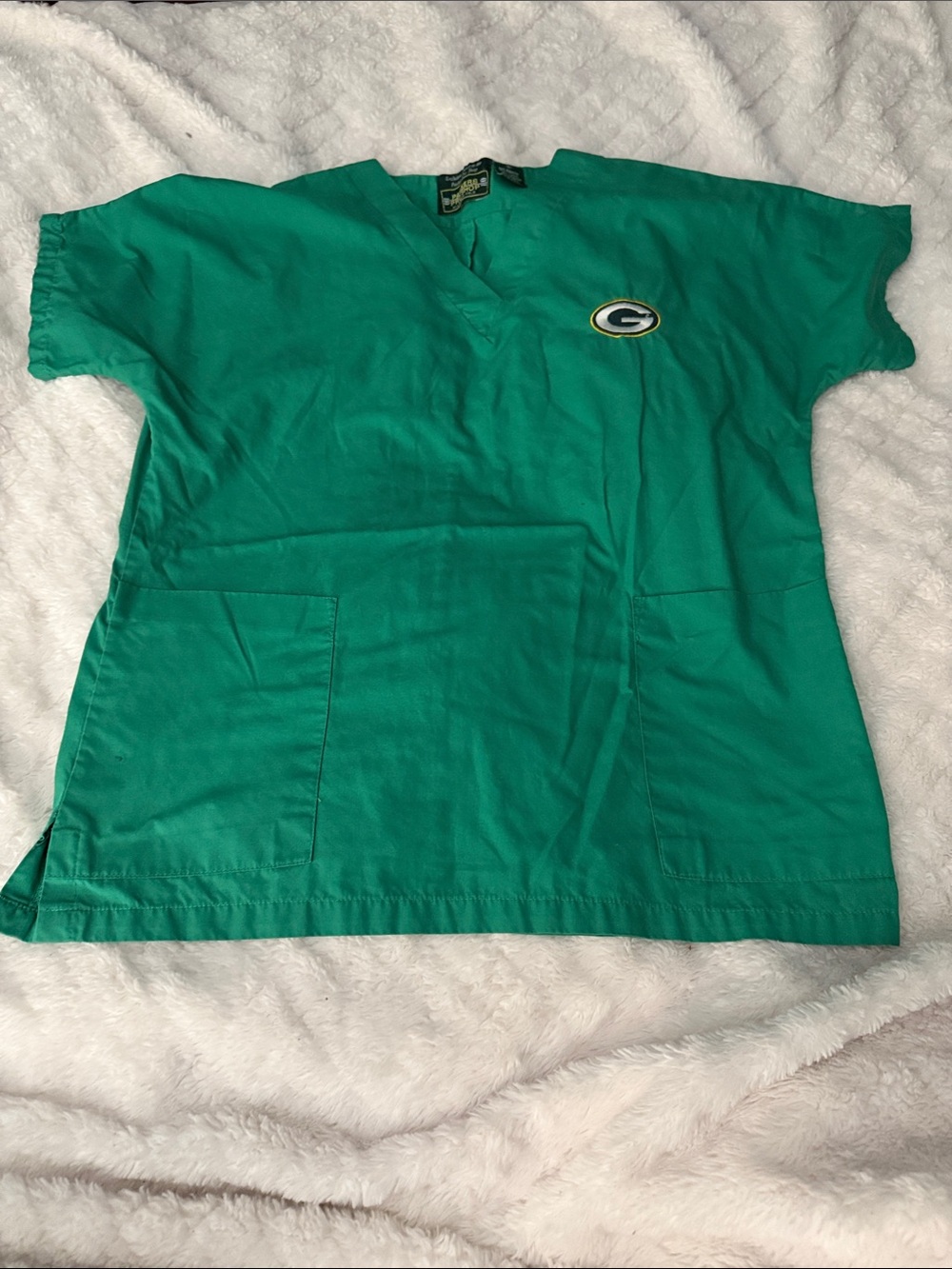 Green V-Neck Short Sleeve Tee with Team Patch